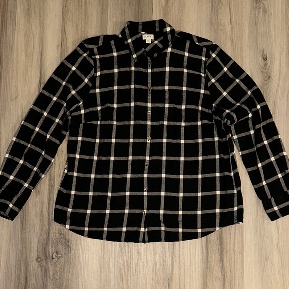 J. Crew Black and White Checkered Button Down flannel Shirt - Picture 1 of 4